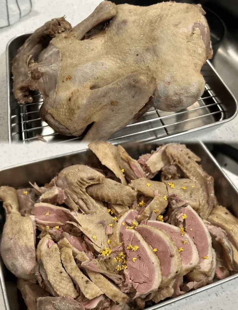 Sliced salted duck ready to serve