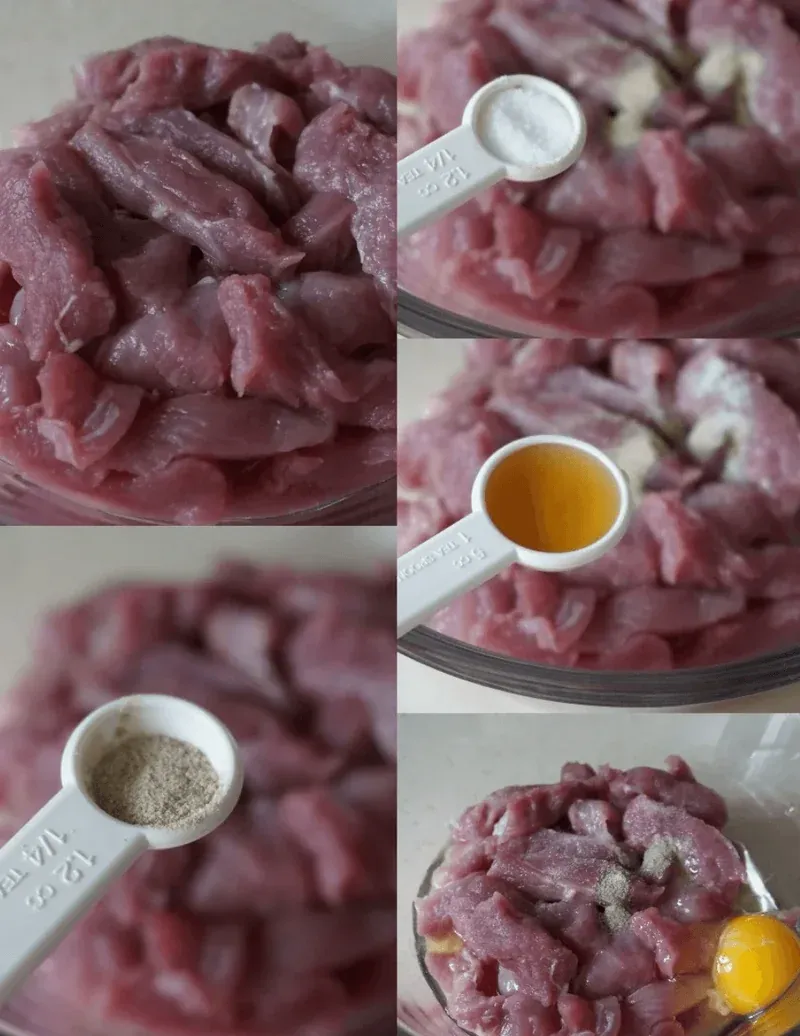 Marinating pork tenderloin strips