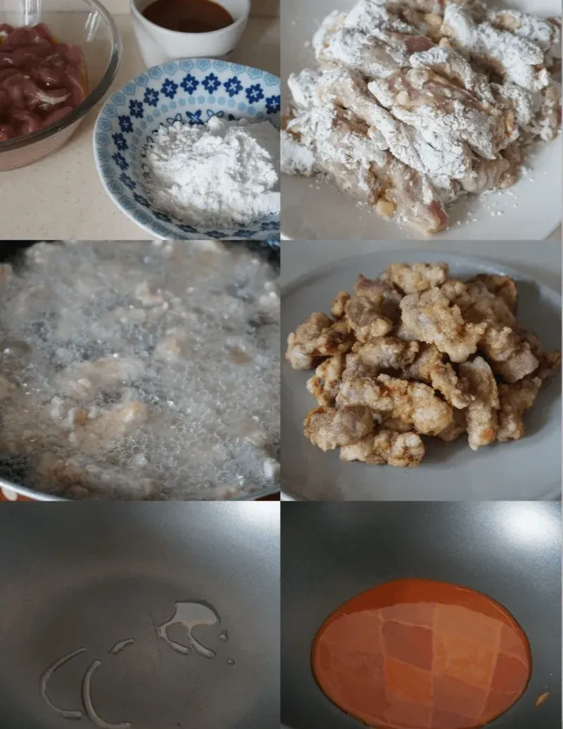 Coating crispy pork with glaze