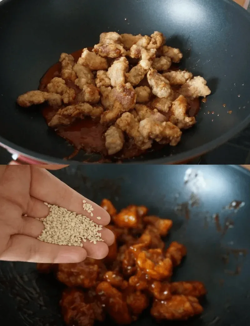 Sweet and sour pork tenderloin ready to serve